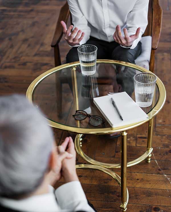 A psychiatrist and patient in a professional consultation